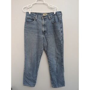 C1 LL Bean Classic Fit Mens Fleece Lined Denim Blue Jeans  Insulated 34×30.